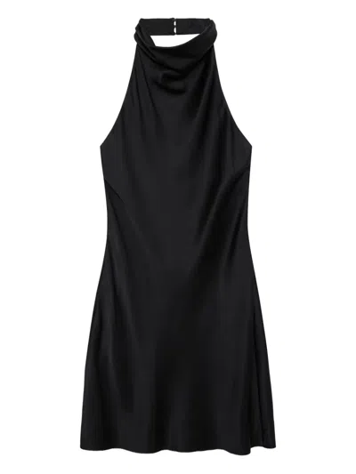 Anine Bing Eliana Halterneck Silk Mini Dress In Black