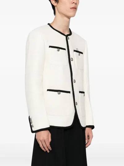 Bape Ornament-embellished Tweed Jacket In Neutral