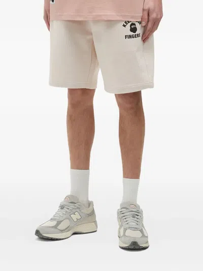 Fingercroxx Logo-print Drawstring Shorts In Neutral