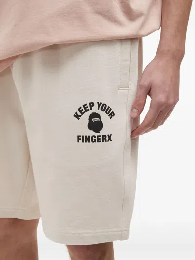 Fingercroxx Logo-print Drawstring Shorts In Neutral