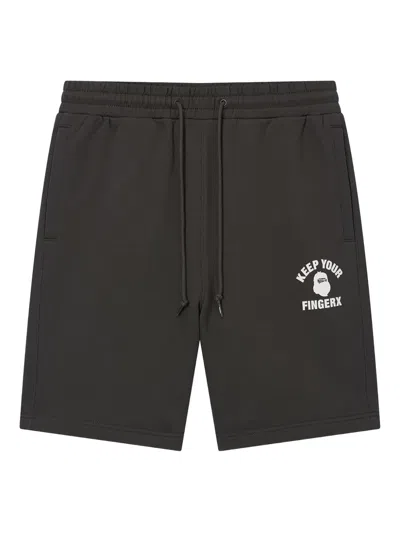 Fingercroxx Logo-print Drawstring Track Shorts In Gray