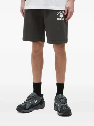 Fingercroxx Logo-print Drawstring Track Shorts In Gray