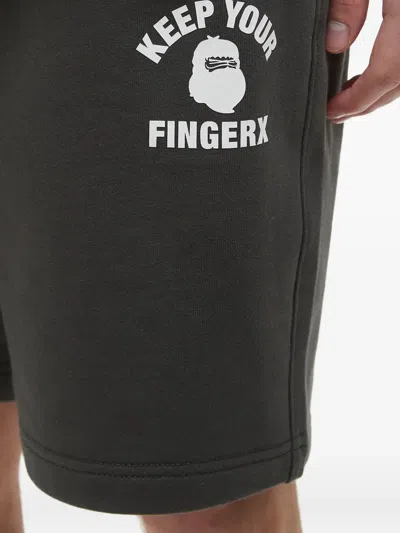Fingercroxx Logo-print Drawstring Track Shorts In Gray
