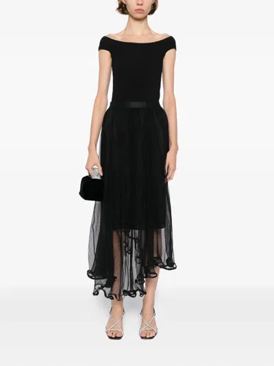 Jnby Pleated A-shaped Skirt In Black