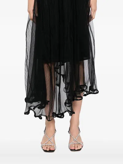 Jnby Pleated A-shaped Skirt In Black