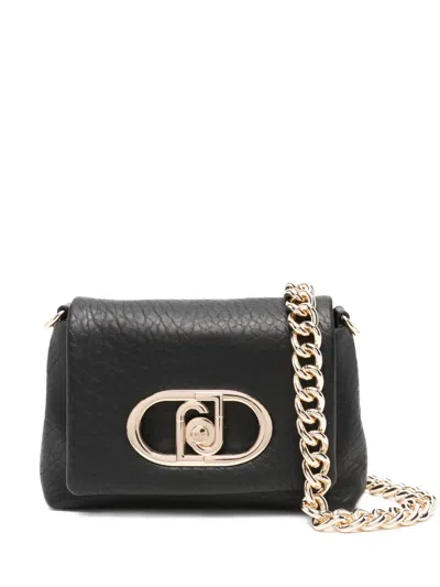 Liu •jo Textured Leather Shoulder Bag With Gold-tone Clasp In Black