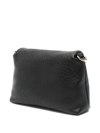 Liu •jo Textured Leather Shoulder Bag With Gold-tone Clasp In Black