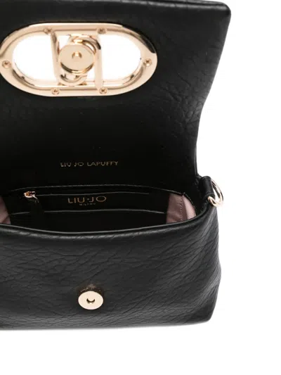 Liu •jo Textured Leather Shoulder Bag With Gold-tone Clasp In Black
