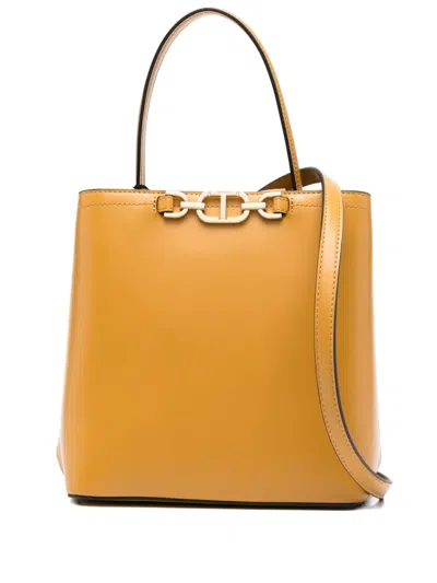 Twinset Twin-set Structured Tote Bag With Polished Hardware And Versatile Straps In Yellow