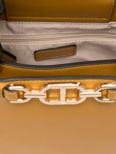 Twinset Twin-set Structured Tote Bag With Polished Hardware And Versatile Straps In Yellow