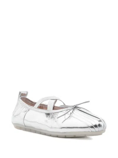 Simone Rocha Cross-strap Bow Ballet Flats In Silver