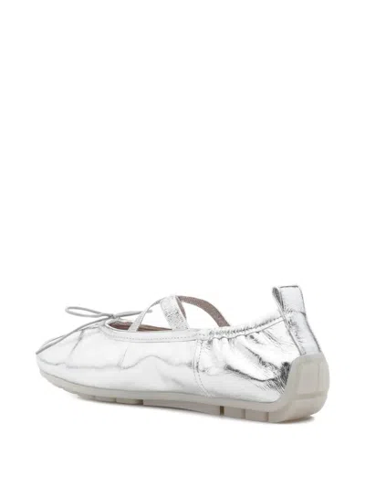 Simone Rocha Cross-strap Bow Ballet Flats In Silver