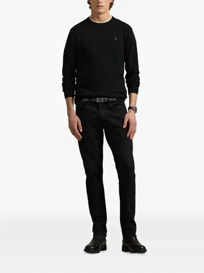 Polo Ralph Lauren Wool Pullover With Pony Embroidery In Black