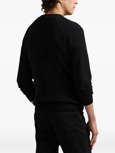 Polo Ralph Lauren Wool Pullover With Pony Embroidery In Black