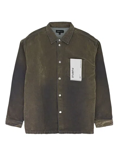 Purple Brand Ls Flocked Shirt Jacket Green Denim Jackets In Green
