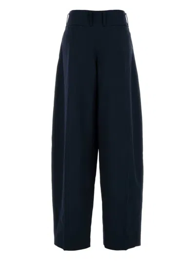 Alexander Mcqueen Wide-leg Wool Trousers With Pleats And Side Pockets In Blue