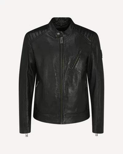 Belstaff Lambskin V Racer Jacket In Black