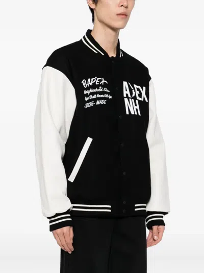 A Bathing Ape Logo-embroidered Bomber Jacket In Black