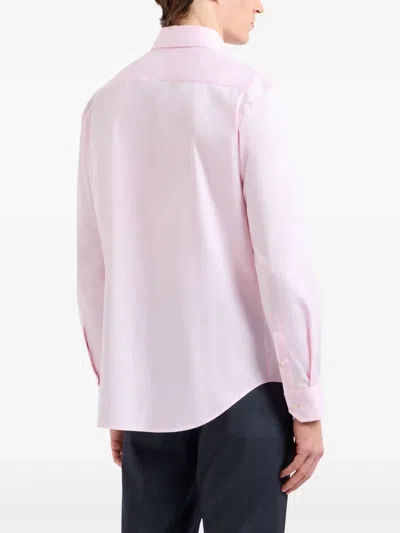 Giorgio Armani Official Store Cotton Twill Shirt In Pink