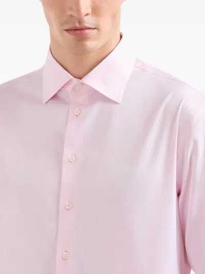 Giorgio Armani Official Store Cotton Twill Shirt In Pink