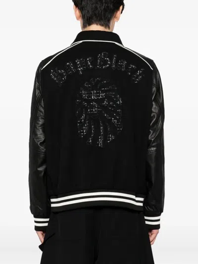Bape Logo-varsity Jacket In Black