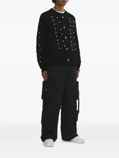 缀饰粗绞花针织开衫