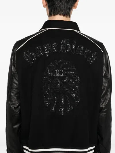 Bape Logo-varsity Jacket In Black