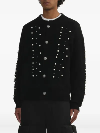 缀饰粗绞花针织开衫