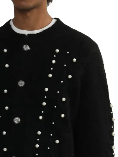 缀饰粗绞花针织开衫