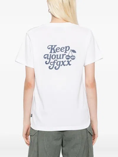 Fingercroxx Embroidered-logo Patch T-shirt In White