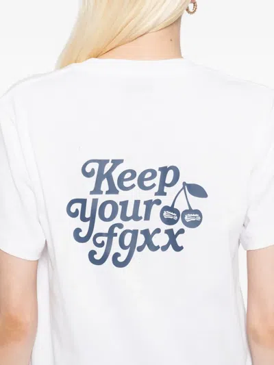 Fingercroxx Embroidered-logo Patch T-shirt In White