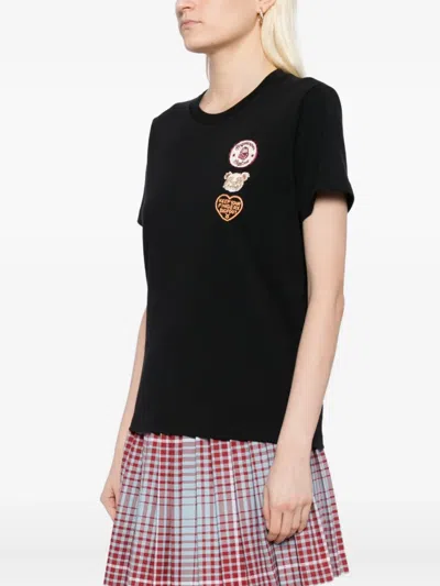 Fingercroxx Embroidered-logo Patch T-shirt In Black