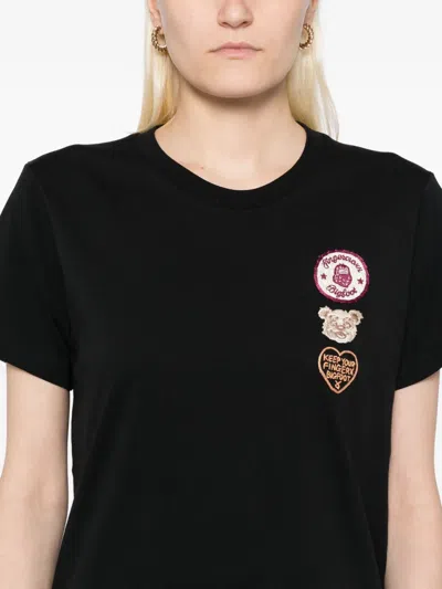 Fingercroxx Embroidered-logo Patch T-shirt In Black