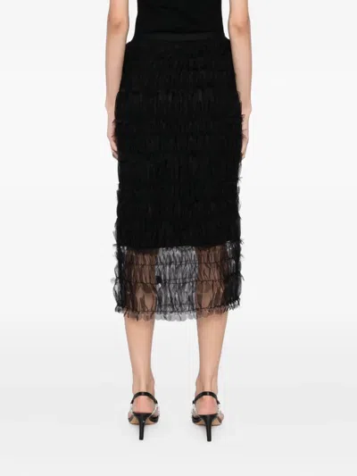 Jnby Mesh Long-waisted Skirt In Black