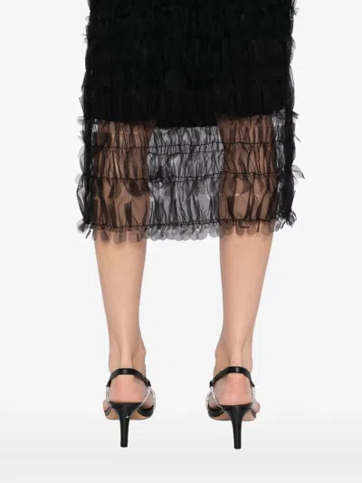Jnby Mesh Long-waisted Skirt In Black
