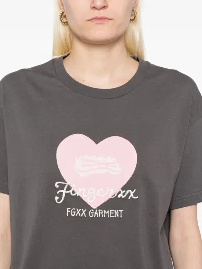 Fingercroxx Heart Patch T-shirt In Brown