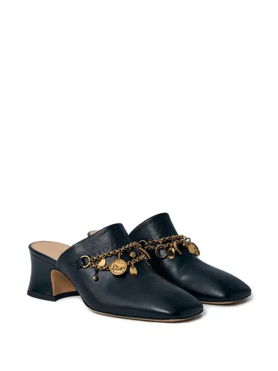 Chloé 80mm Charm-embellished Heeled Mules In Black