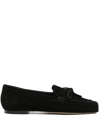 Aeyde Jasper Calf Suede Boat Loafers In Black