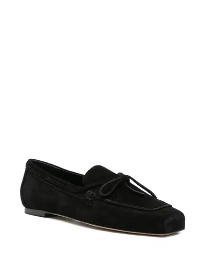 Aeyde Jasper Calf Suede Boat Loafers In Black
