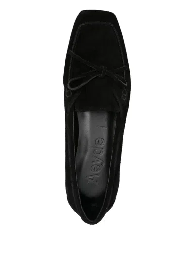 Aeyde Jasper Calf Suede Boat Loafers In Black