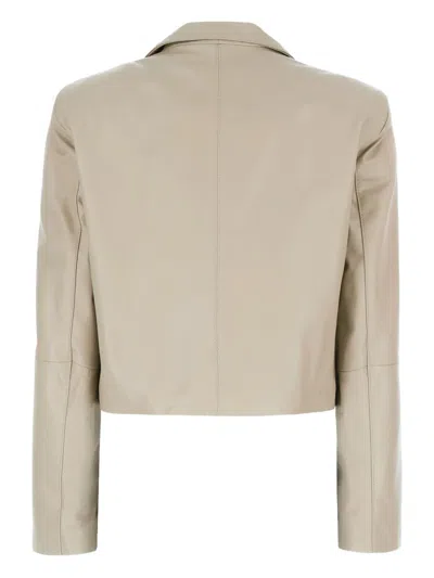 D'amico Double-breasted Cropped Jacket In Neutral
