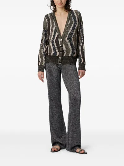 Missoni Boxy Cardigan With Buttons And Wave Pattern In Black