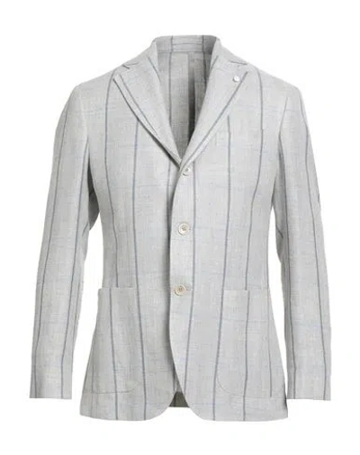 Luigi Bianchi Mantova Man Blazer Grey Size 38 Linen, Silk, Cotton In Gray