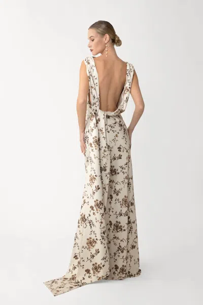 Sau Lee Cali Sleeveless High-neck Crepe Maxi Dress In White