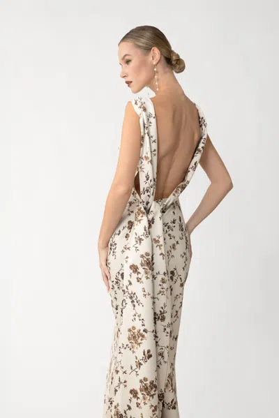 Sau Lee Cali Sleeveless High-neck Crepe Maxi Dress In White
