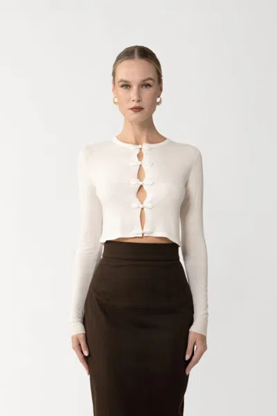 Sau Lee Dominic Knit Cardigan In White