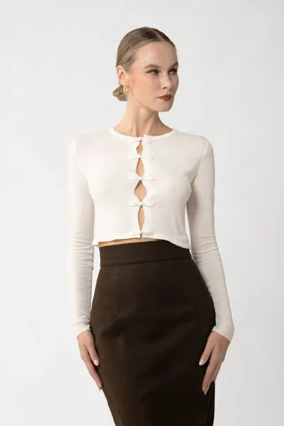 Sau Lee Dominic Knit Cardigan In White