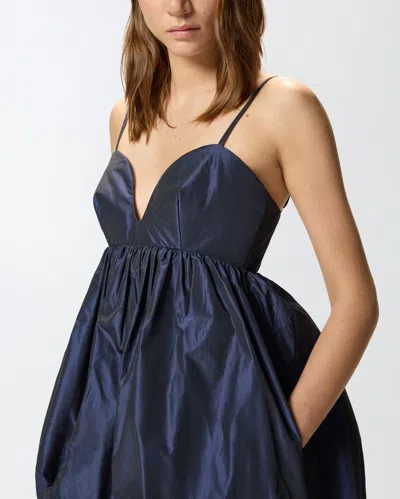 Pinko Sweetheart-neckline Puffball Dress In Blue