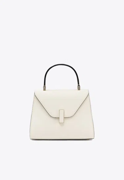 Valextra Mini Iside Leather Top Handle Bag In White