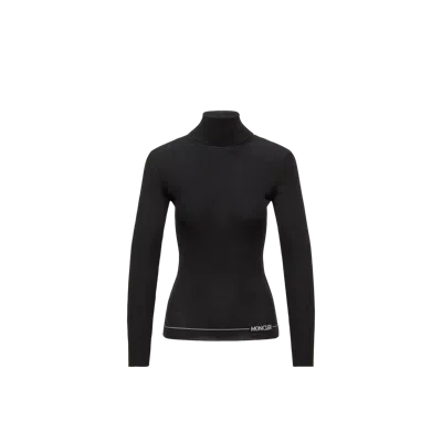Moncler Fitted Turtleneck Knitwear Long Sleeves In Black